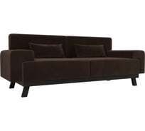 Прямой диван Лига диванов Мюнхен полностью микровельвет коричневый 109107