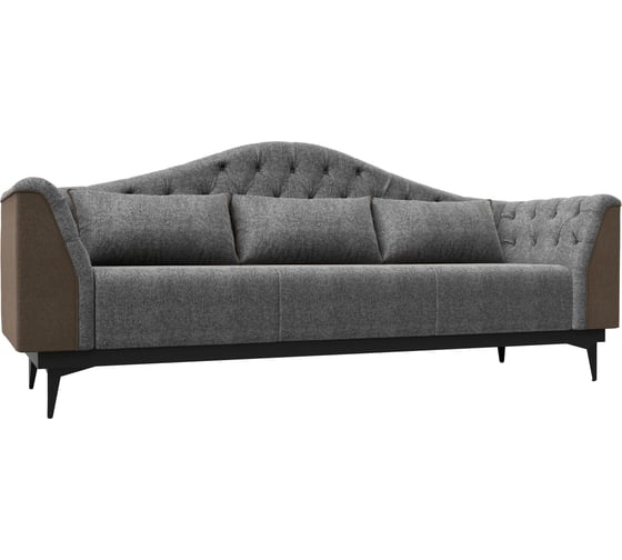 Прямой диван Лига диванов Флорида основа рогожка серая, компаньон рогожка коричневая 112378 1