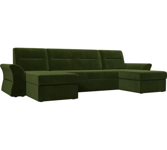 П-образный диван Лига диванов Клайд полностью микровельвет зеленый 109305 1