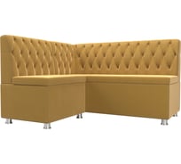 Кухонный угловой диван Лига диванов Мирта левый полностью микровельвет желтый 107595L