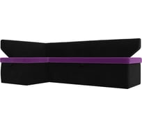 Кухонный угловой диван Лига диванов Омура левый основа микровельвет фиолетовый, компаньон микровельвет черный 113226L