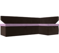 Кухонный угловой диван Лига диванов Омура правый основа микровельвет сиреневый, компаньон микровельвет коричневый 113225