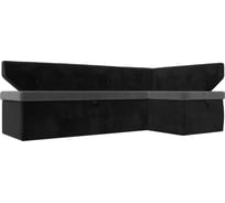 Кухонный угловой диван Лига диванов Омура правый основа велюр серый, компаньон велюр черный 113204