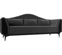 Прямой диван Лига диванов Флорида основа велюр серый, компаньон велюр черный 112343