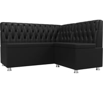 Кухонный угловой диван Лига диванов Мирта правый полностью экокожа черная 107608