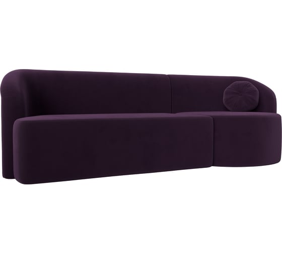 Прямой диван Лига диванов Лига-027 угол правый полностью велюр фиолетовый 119523 1