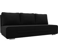 Прямой диван Лига диванов Приам полностью микровельвет черный 118681