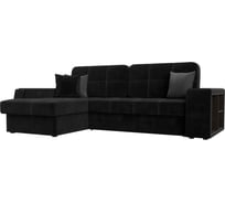Угловой диван Лига диванов Брюссель левый полностью велюр черный 110654L