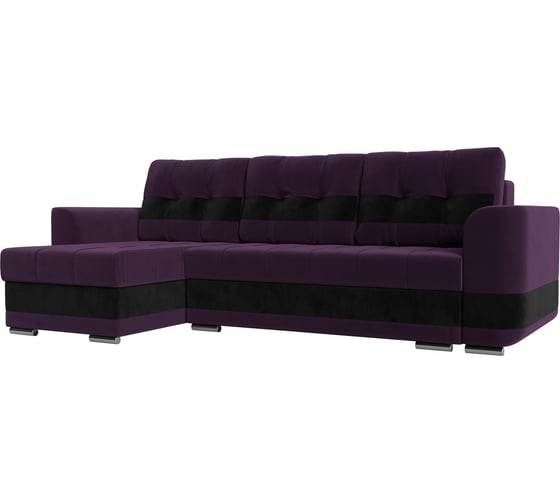 Угловой диван Лига диванов Честер левый основа Велюр Фиолетовы, компаньон велюр черный 100011L 1