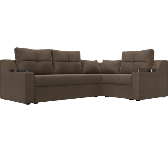 Угловой диван Лига диванов Кронос правый полностью рогожка коричневая 114634 1