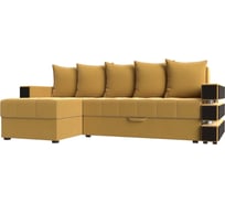 Угловой диван Лига диванов Венеция левый полностью микровельвет желтый 108438L