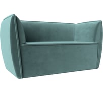 Прямой диван Лига диванов Бергамо 2-х местный полностью велюр бирюзовый 112031