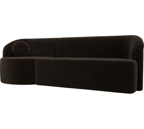 Прямой диван Лига диванов Лига-027 угол левый полностью микровельвет коричневый 119547L 1