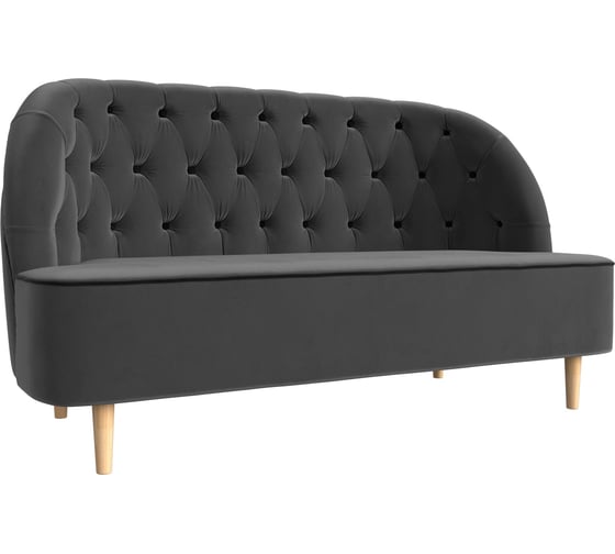 Кушетка Лига диванов Амиса полностью велюр серый, кант велюр черный 109832 1