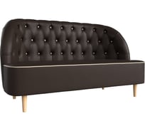 Кушетка Лига диванов Амиса полностью экокожа коричневая, кант экокожа бежевая 109849