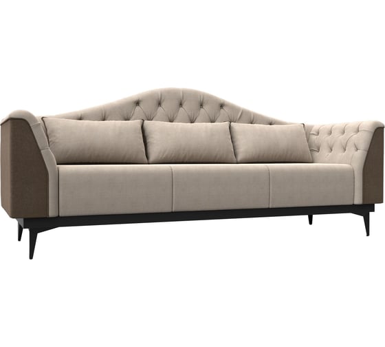 Прямой диван Лига диванов Флорида основа рогожка бежевая, компаньон рогожка коричневая 112371 1