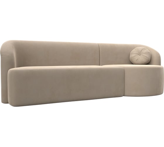 Прямой диван Лига диванов Лига-027 угол правый полностью велюр бежевый 119516 1