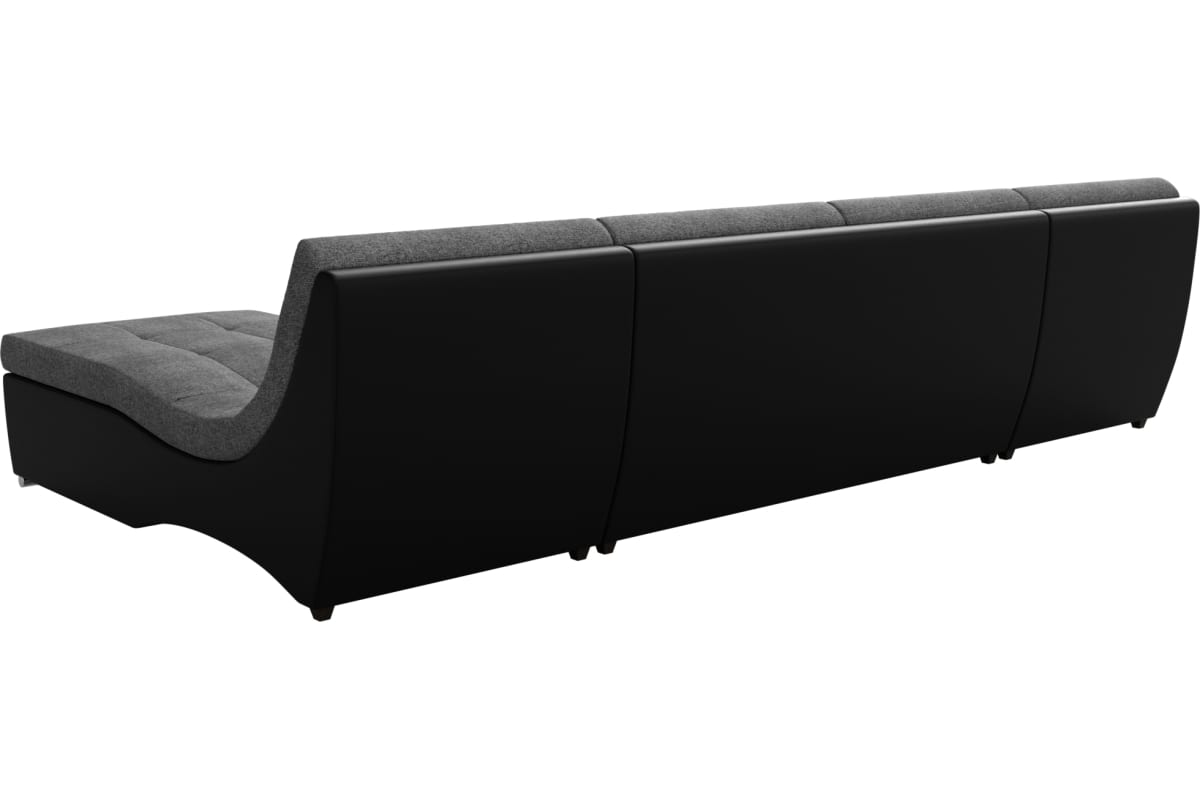 П-образный модульный диван Лига диванов Монреаль основа рогожка серая,компаньон экокожа черная 111568 - выгодная цена, отзывы, характеристики,фото - купить в Москве и РФ