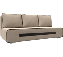 Прямой диван Лига диванов Приам полностью велюр бежевый, кант и вставка велюр коричневый 107394