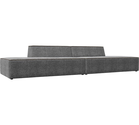 Прямой модульный диван Лига диванов Монс Лофт рогожка серая, кант рогожка коричневая 119653 1