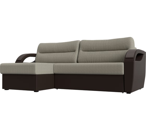 Угловой диван Лига диванов Форсайт левый основа рогожка Корфу 02, компаньон экокожа коричневая 111600L 1