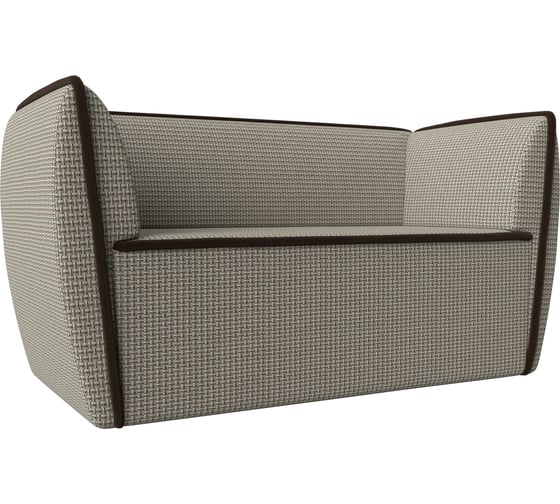 Прямой диван Лига диванов Бергамо 2-х местный полностью рогожка Корфу 02, кант микровельвет коричневый 112046 1