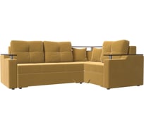 Угловой диван Лига диванов Комфорт угол правый полностью микровельвет желтый 114392