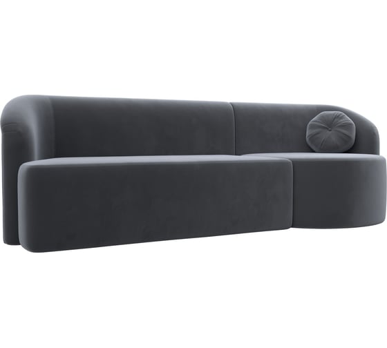 Прямой диван Лига диванов Лига-027 угол правый полностью велюр серый 119521 1