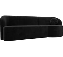 Прямой диван Лига диванов Лига-027 угол правый полностью велюр черный 119522