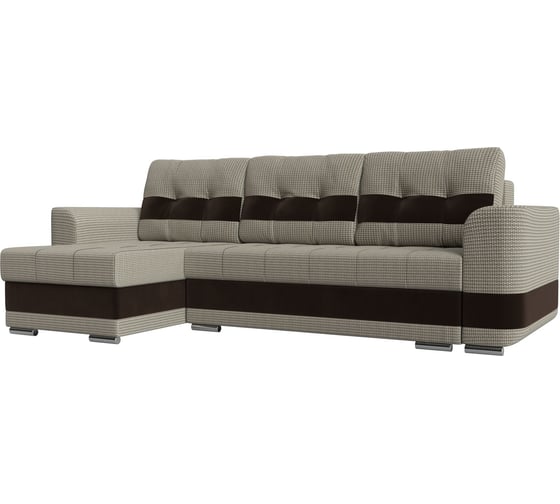 Угловой диван Лига диванов Честер левый основа рогожка Корфу 02, компаньон микровельвет коричневый 110156L 1