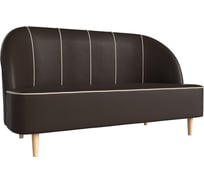 Кушетка Лига диванов Фелини полностью экокожа коричневая, кант экокожа бежевая 109875