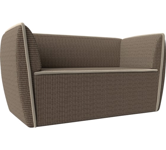 Прямой диван Лига диванов Бергамо 2-х местный полностью рогожка Корфу 03, кант микровельвет бежевый 112048 1