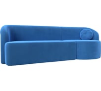 Прямой диван Лига диванов Лига-027 угол правый полностью велюр голубой 119519