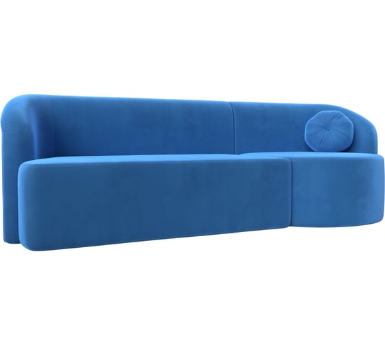 Прямой диван Лига диванов Лига-027 угол правый полностью велюр голубой 119519 1