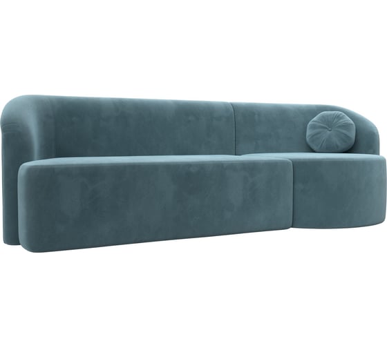 Прямой диван Лига диванов Лига-027 угол правый полностью велюр бирюзовый 119517 1