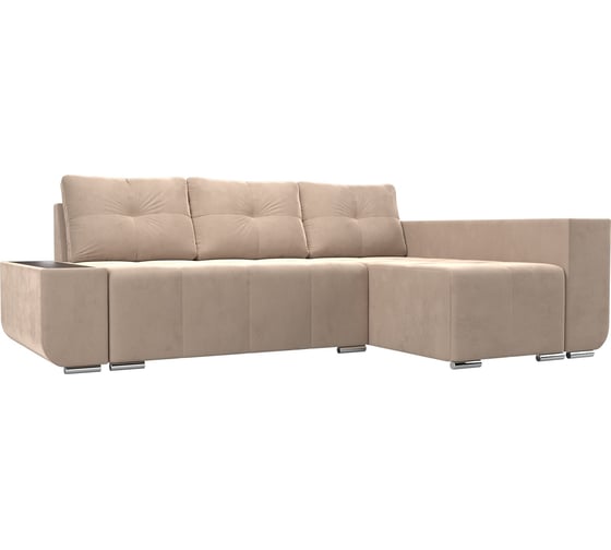 Угловой диван Лига диванов Амадэус Люкс правый полностью велюр бежевый 109707 1