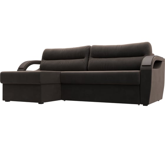 Угловой диван Лига диванов Форсайт левый полностью велюр коричневый 100774L 1