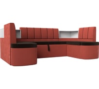 П-образный диван Лига диванов Тефида основа микровельвет коричневый, компаньон микровельвет желтый 114215