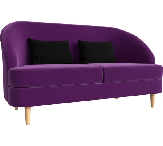 Кушетка Лига диванов Атико полностью микровельвет фиолетовый, подушки микровельвет черный 109909 1