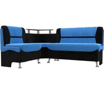 Кухонный угловой диван Лига диванов Сидней левый основа велюр голубой, компаньон велюр черный 107371L