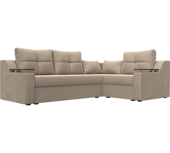 Угловой диван Лига диванов Кронос правый полностью велюр бежевый 114605 1