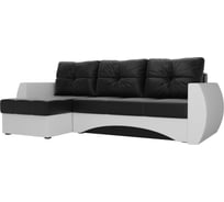 Угловой диван Лига диванов Сатурн левый основа экокожа черная, компаньон экокожа белая 101069L