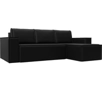 Угловой диван Лига диванов Куба правый полностью экокожа черная 108665