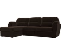 Угловой диван Лига диванов Бостон левый полностью микровельвет коричневый 109495L