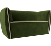 Прямой диван Лига диванов Бергамо 2-х местный полностью микровельвет зеленый, кант микровельвет бежевый 112054