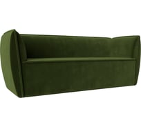 Прямой диван Лига диванов Бергамо 3-х местный полностью микровельвет зеленый 112106