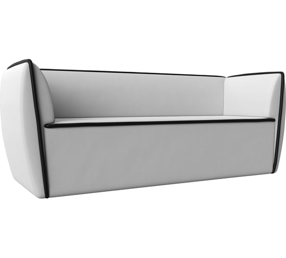 Прямой диван Лига диванов Бергамо 3-х местный полностью экокожа белая, кант экокожа черная 112130 1