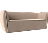 Прямой диван Лига диванов Бергамо 3-х местный полностью велюр бежевый 112082