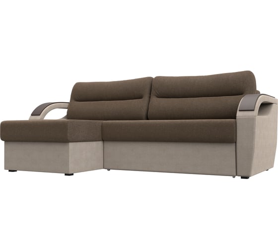 Угловой диван Лига диванов Форсайт левый основа рогожка коричневая, компаньон рогожка бежевая 111604L 1