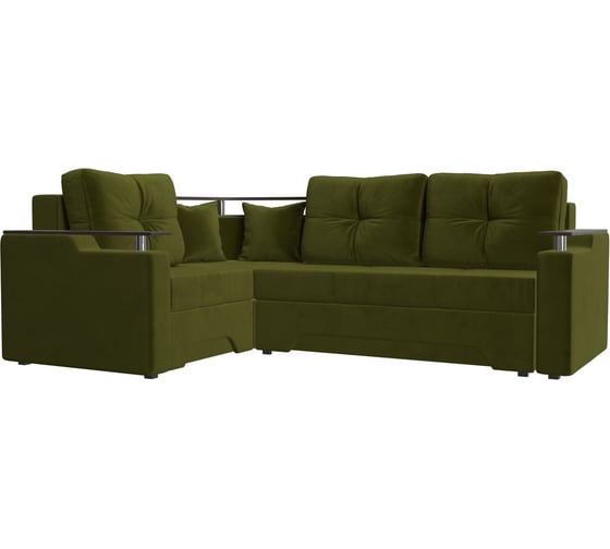 Угловой диван Лига диванов Комфорт левый полностью микровельвет зеленый 102604L 1